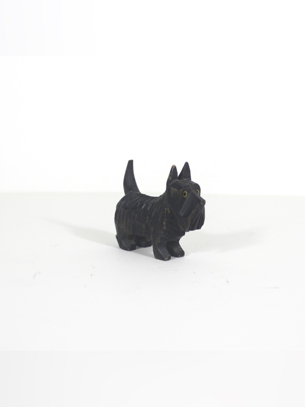 Vintage Hand Carved Wood Scottie Dog Figurine Canine Folk Art